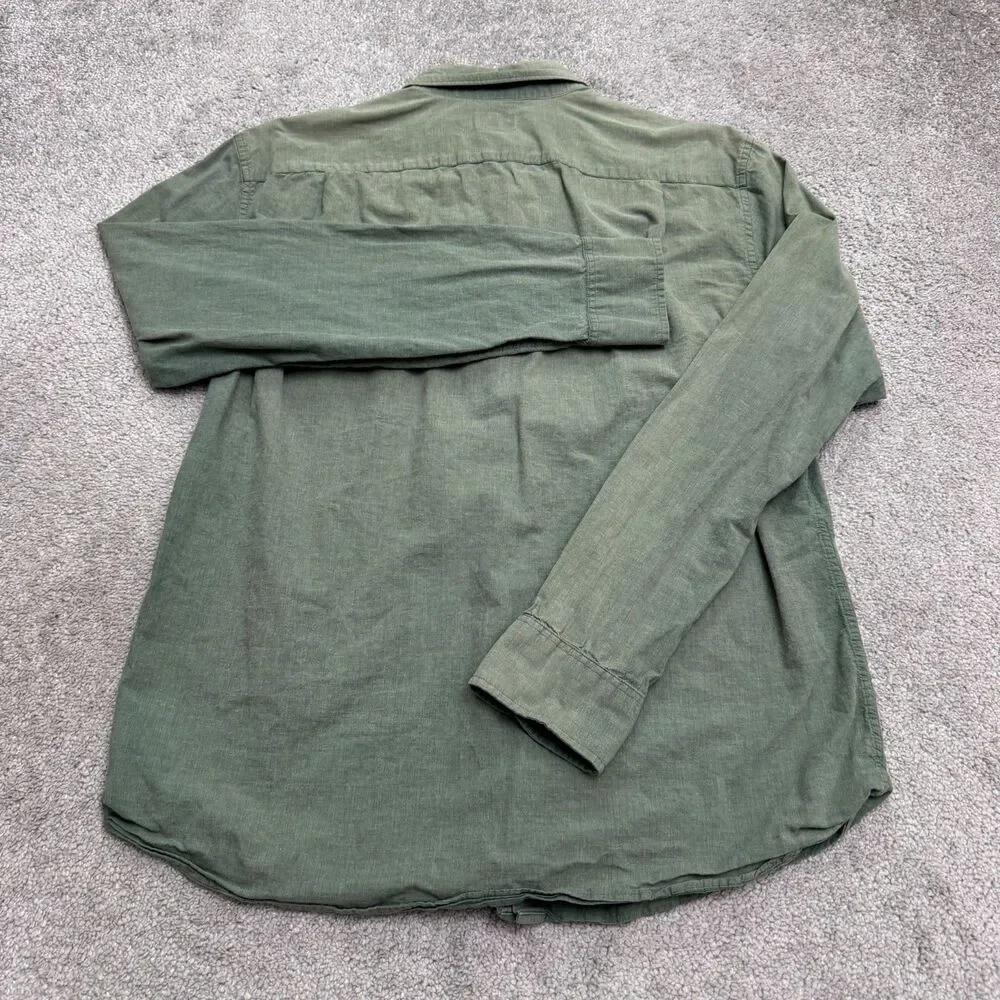 J.Crew Slim Fit Long Sleeve Button Down Shirt Large Olive Green Washed Cotton